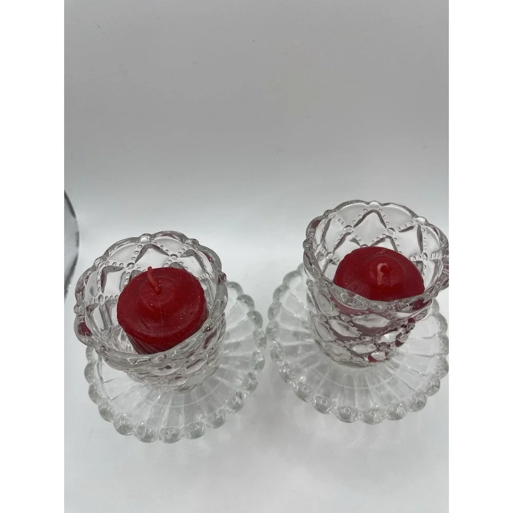 SET OF 2 CRYSTAL VOTIVE CANDLEHOLDERS‎ FOOTED